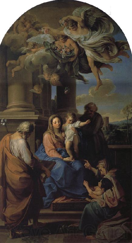 Pompeo Batoni Holy Family with St. Elizabeth, Zechariah, and the infant St. John the Baptist Norge oil painting art